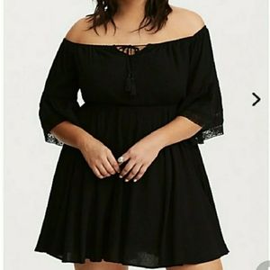 Torrid black off shoulder dress